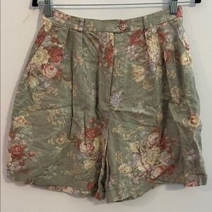 Lauren Ralph Lauren Olive Floral Women's Pleated Shorts